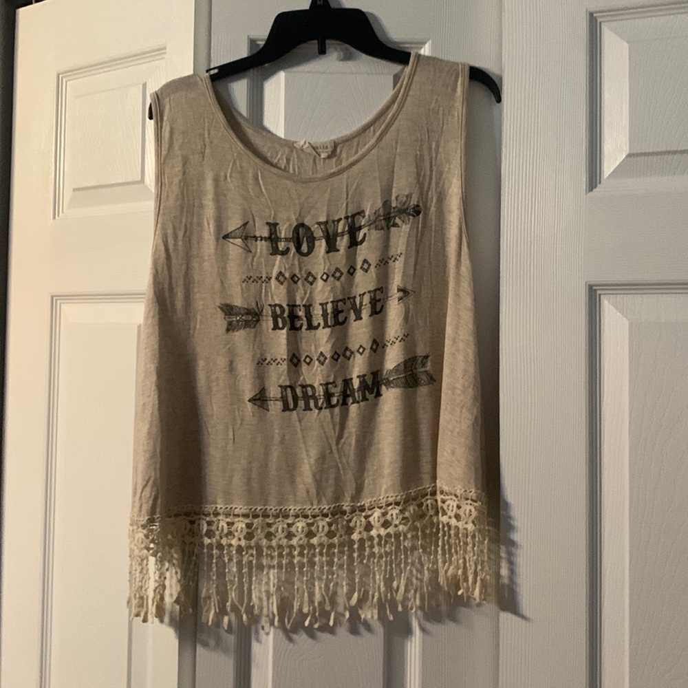 Cream Oversized Boho “Love, believe, dream” Top